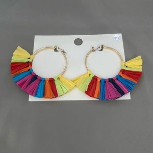 Colorful hoop rafia earrings
